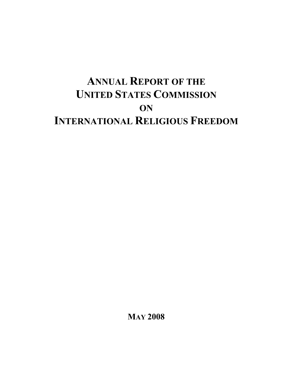 Annual Report of the United States Commission on International Religious Freedom