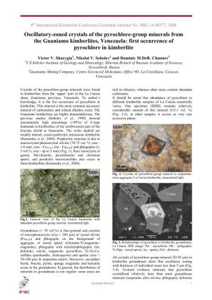 Oscillatory-Zoned Crystals of the Pyrochlore-Group Minerals from the Guaniamo Kimberlites, Venezuela: First Occurrence of Pyrochlore in Kimberlite