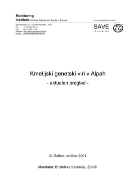 SAVE Kmetijski Genetski Viri V Alpah