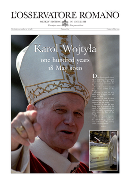 Karol Wojtyła One Hundred Years 18 May 2020
