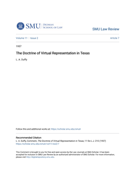 The Doctrine of Virtual Representation in Texas