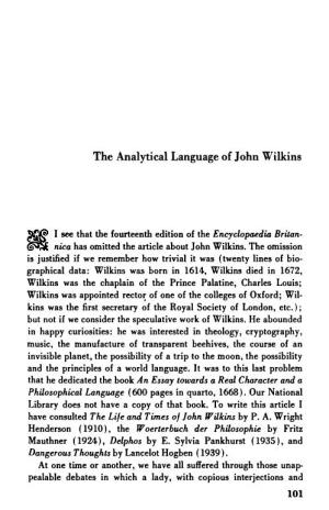 The Analytical Language of John Wilkins