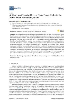 A Study on Climate-Driven Flash Flood Risks in the Boise River Watershed, Idaho