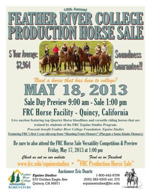 Sale 1:00 Pm FRC Horse Facility