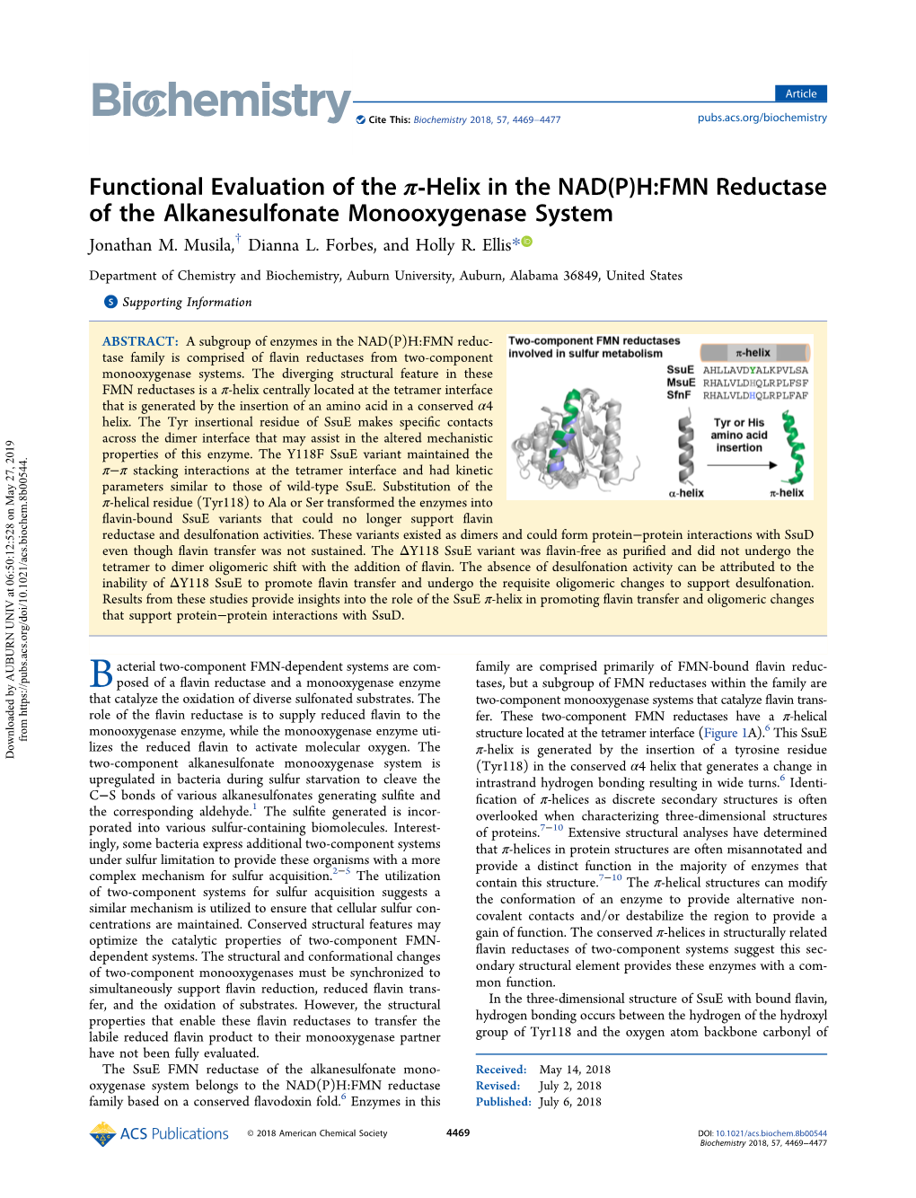 Functional Evaluation of the Π-Helix in the NAD(P)