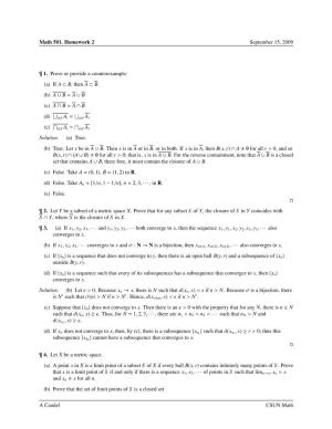 Math 501. Homework 2 September 15, 2009 ¶ 1. Prove Or