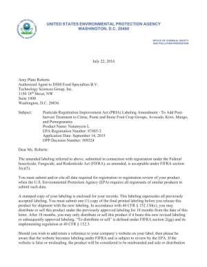 US EPA, Pesticide Product Label, NATAMYCIN L,07/22/2016