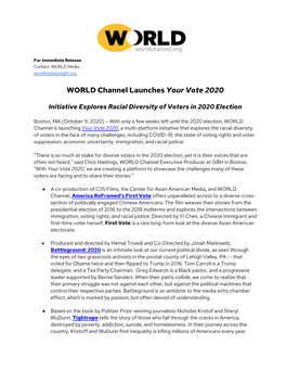 WORLD Channel Launches Your Vote 2020