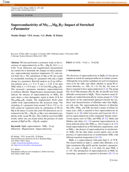 Superconductivity of Nb1−Xmgxb2: Impact of Stretched C-Parameter
