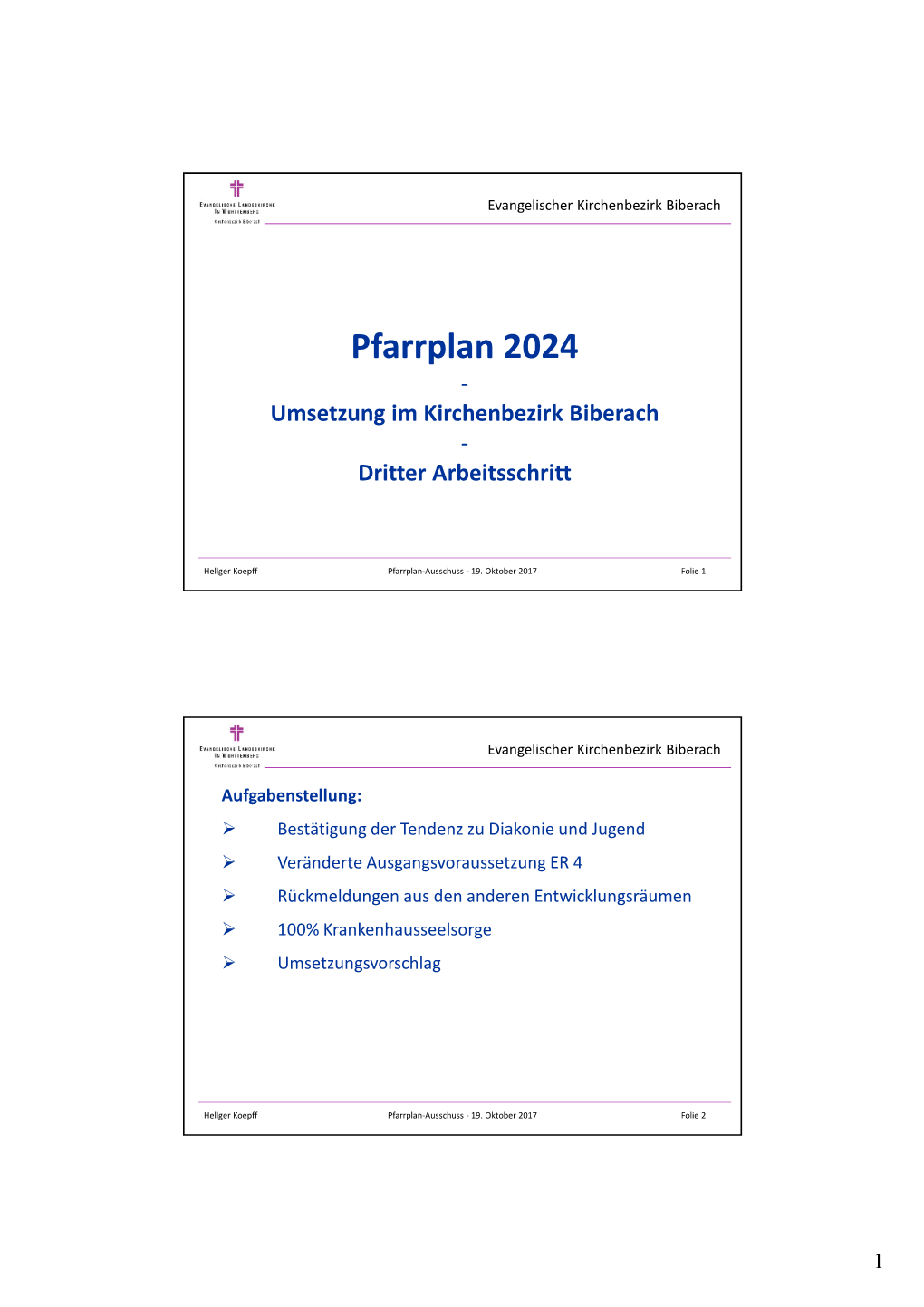 Pfarrplan 2024 - Umsetzung Im Kirchenbezirk Biberach - Dritter Arbeitsschritt