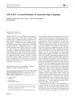 ASL-LEX: a Lexical Database of American Sign Language