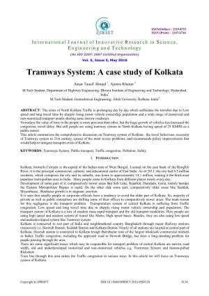 Tramways System: a Case Study of Kolkata