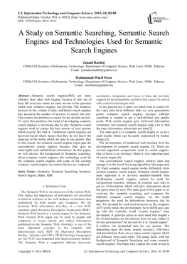 A Study on Semantic Searching, Semantic Search Engines and Technologies Used for Semantic Search Engines