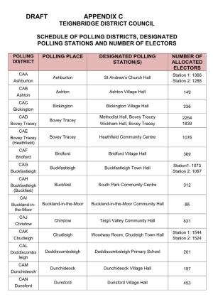 DRAFT Schedule of Polling Places and Designated Polling Stations