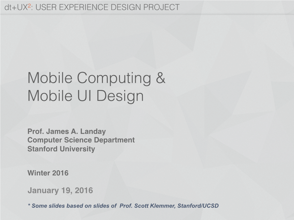 Mobile Computing & Mobile UI Design