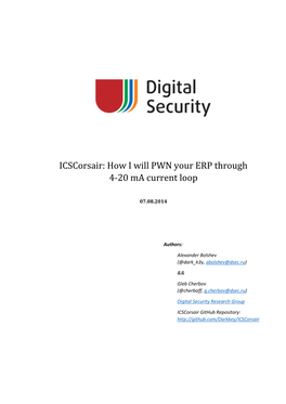 Icscorsair: How I Will PWN Your ERP Through 4-20 Ma Current Loop