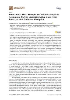 Interlaminar Shear Strength and Failure Analysis of Aluminium-Carbon Laminates with a Glass Fiber Interlayer After Moisture Absorption