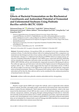 Effects of Bacterial Fermentation on the Biochemical Constituents And