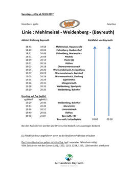 Linie : Mehlmeisel - Weidenberg - (Bayreuth)