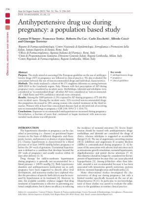 Antihypertensive Drug Use During Pregnancy: a Population Based Study