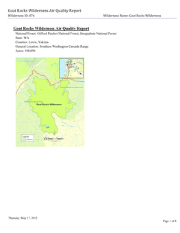 Goat Rocks Wilderness Air Quality Report, 2012