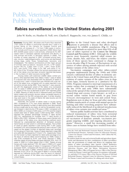 Public Veterinary Medicine: Public Health Rabies Surveillance in the United States During 2001