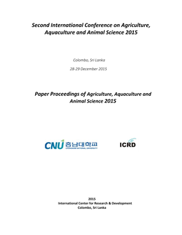 Second International Conference on Agriculture, Aquaculture and Animal Science 2015