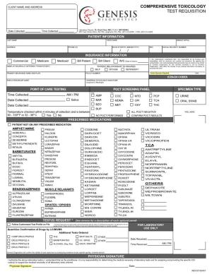 Comprehensive Toxicology Test Requisition