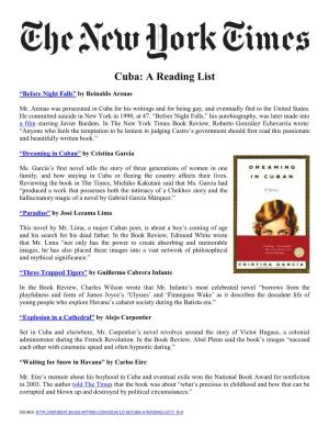Cuba: a Reading List