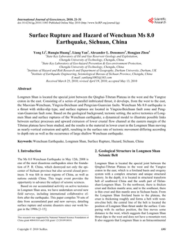 Surface Rupture and Hazard of Wenchuan Ms 8.0 Earthquake, Sichuan, China