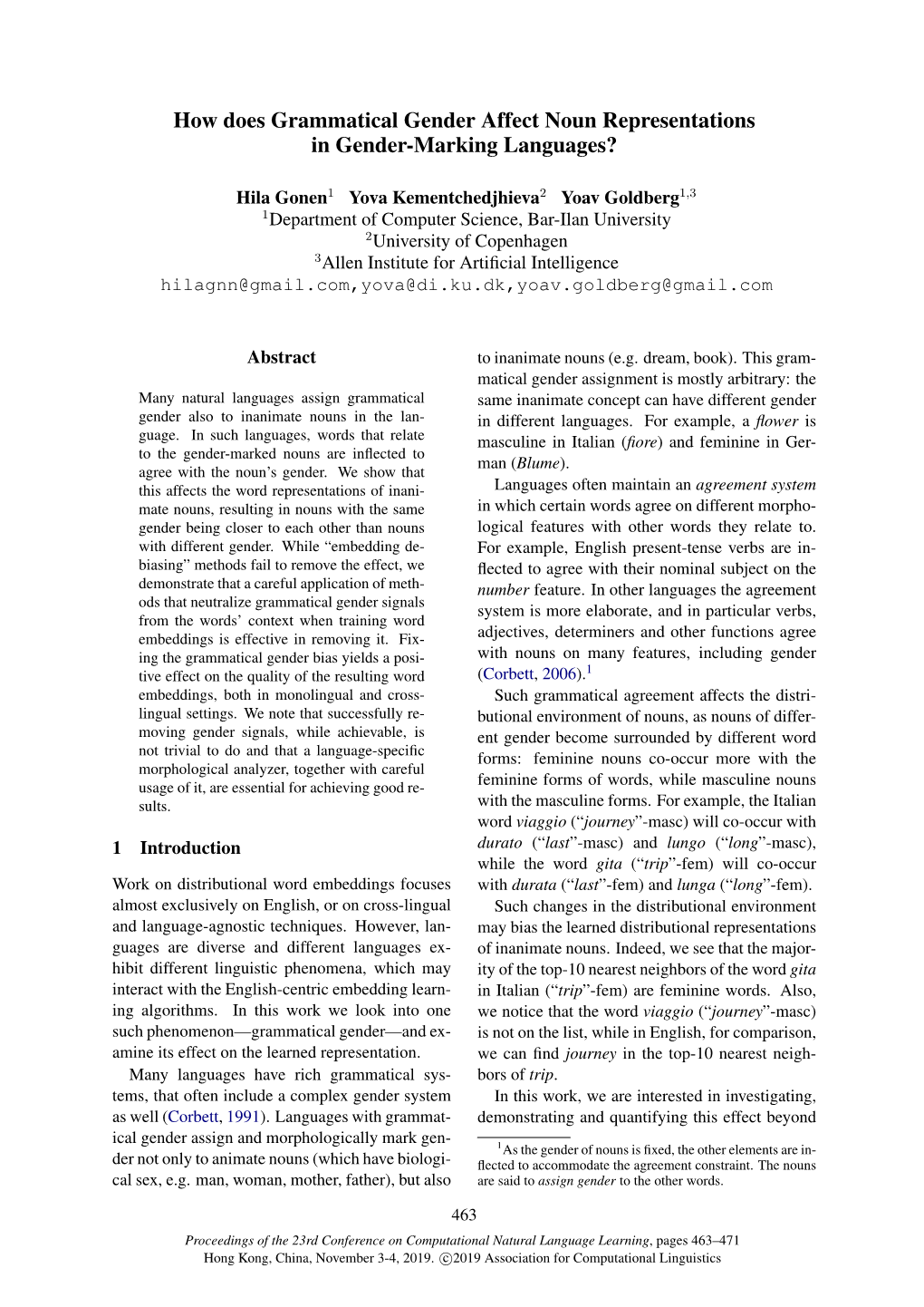 How Does Grammatical Gender Affect Noun Representations in Gender-Marking Languages?