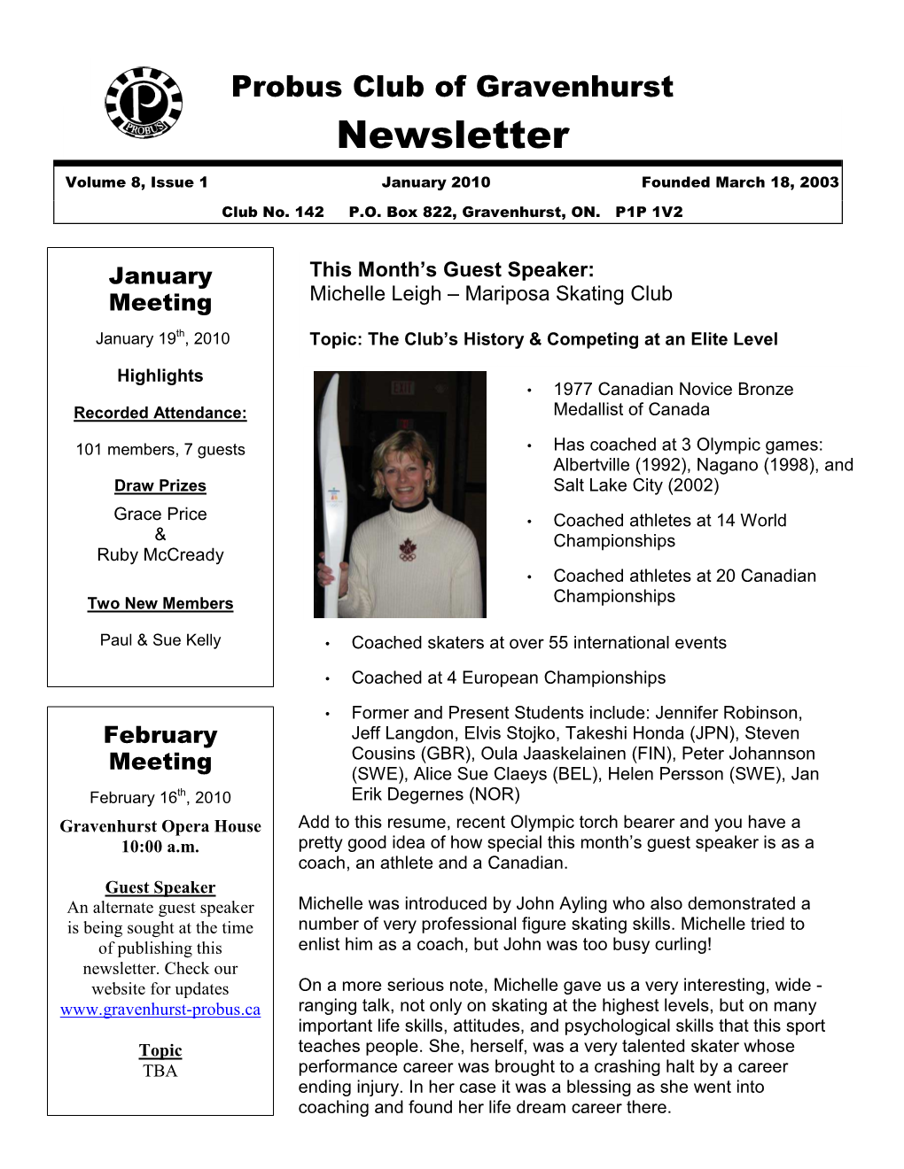 Probus Newsletter-January 2010