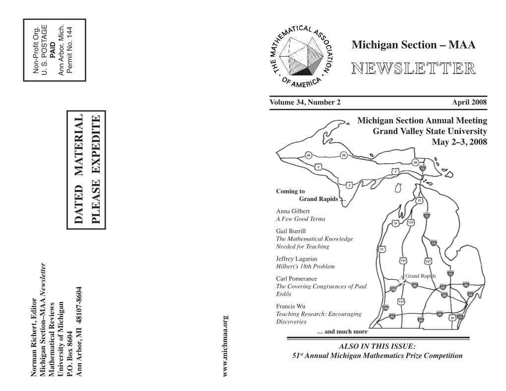 Michigan Section–MAA Newsletter U