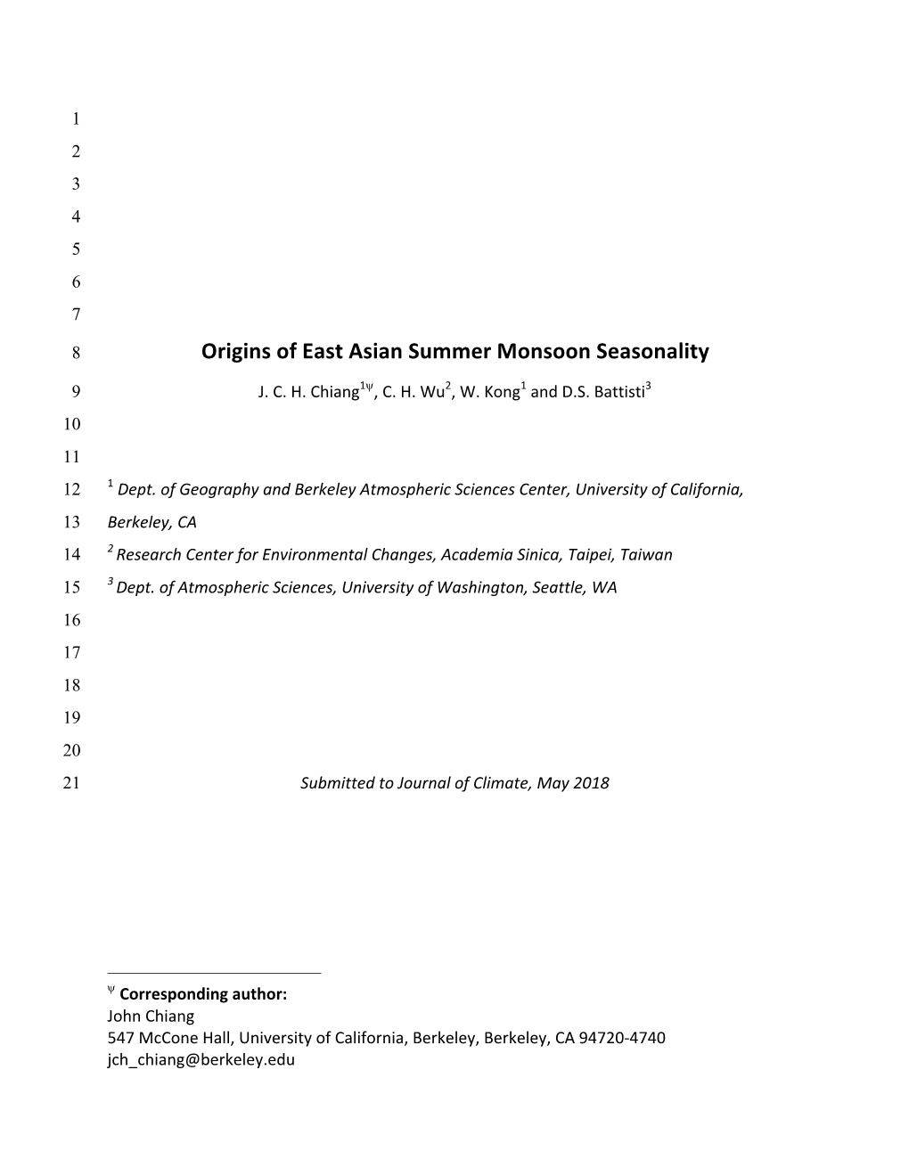 Origins of East Asian Summer Monsoon Seasonality