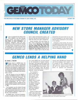 New Store Manager Advisory Council Created Gemco Lends a Helping Hand