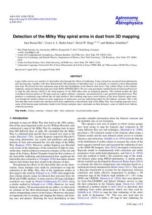Detection of the Milky Way Spiral Arms in Dust from 3D Mapping Sara Rezaei Kh.1, Coryn A