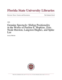 Sliding Positionality in the Works of Pauline E. Hopkins, Zora Neale Hurston, Langston Hughes, and Spike Lee Jessica Metzler