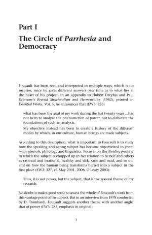 Part I the Circle of Parrhesia and Democracy