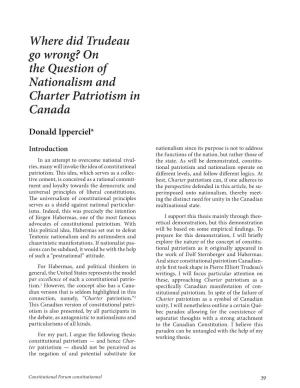 On the Question of Nationalism and Charter Patriotism in Canada