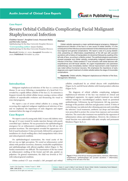 Severe Orbital Cellulitis Complicating Facial Malignant Staphylococcal Infection