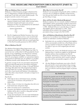 Medicare Prescription Drug Benefit (Part D) Fact Sheet