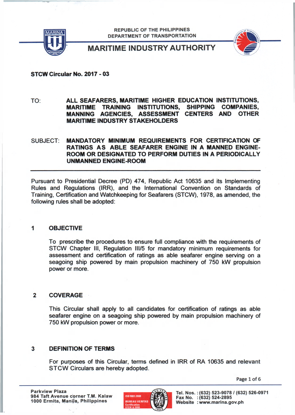 STCW Circular No. 2017 - 03