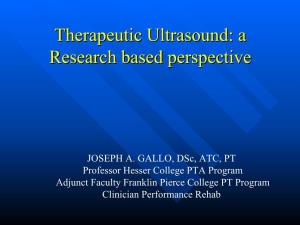 Therapeutic Ultrasound: a Research Based Perspective