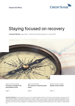 Staying Focused on Recovery