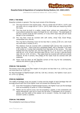 Muaythai Rules & Regulations of Lumpinee Boxing