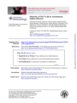 Plasticity of Th17 Cells in Autoimmune Kidney Diseases Christian F