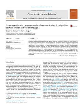 A Unique Link Between Spoken and Online Language ⇑ Yoram M