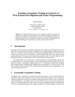Teaching Acceptance Testing in Contexts of Web Systems Development and Game Programming