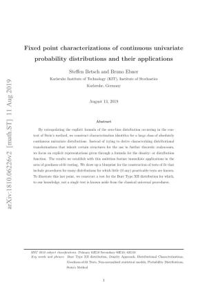 Fixed Point Characterizations of Continuous Univariate Probability
