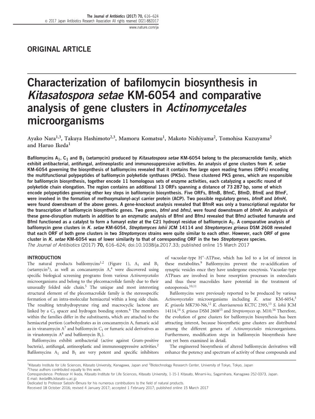 Characterization of Bafilomycin Biosynthesis In